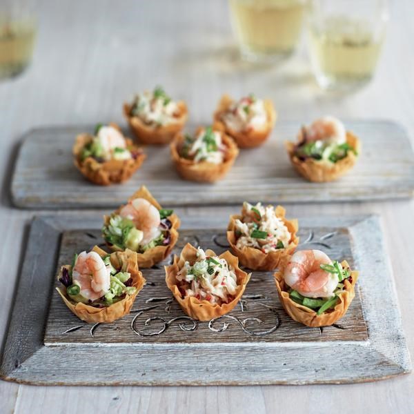 Asian slaw & prawn tartlets