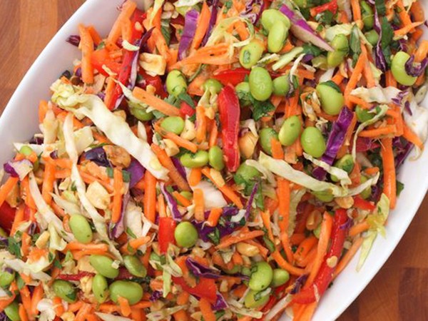 Asian slaw with ginger peanut dressing 
