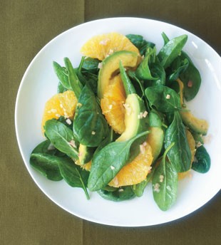 Asian spinach salad with orange and avocado