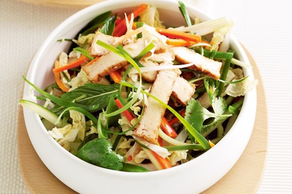 Asian-style coleslaw with marinated tofu