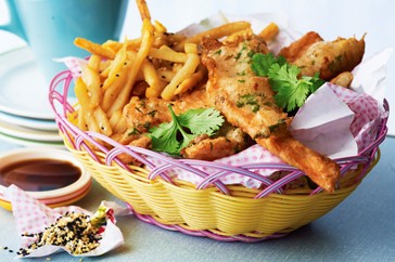 Asian-style fish and sesame-salt chips
