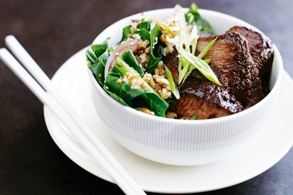 Asian-style lamb on sesame fried rice