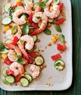 Asian-style shrimp, tomato, and cucumber salad