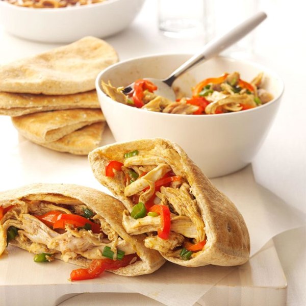 Asian-style turkey pitas