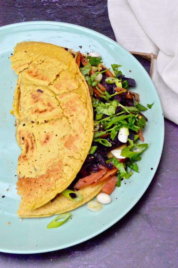 Asian style vegan omelette with cabbage