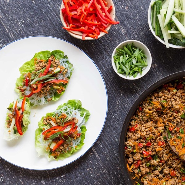 Asian turkey lettuce wraps with hoisin dressing