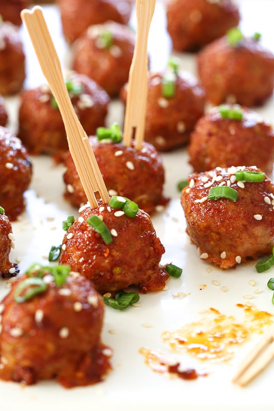 Asian turkey meatballs with gochujang glaze