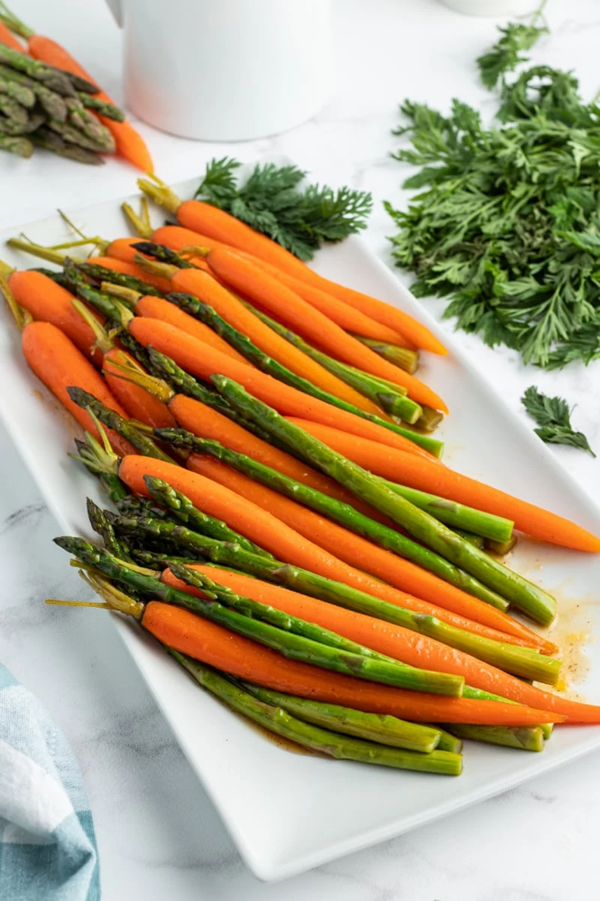 Asparagus & carrots with maple-butter sauce