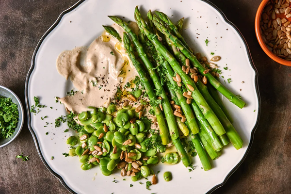 Asparagus & fava beans with tonnato