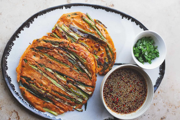 Asparagus & gochujang pancakes