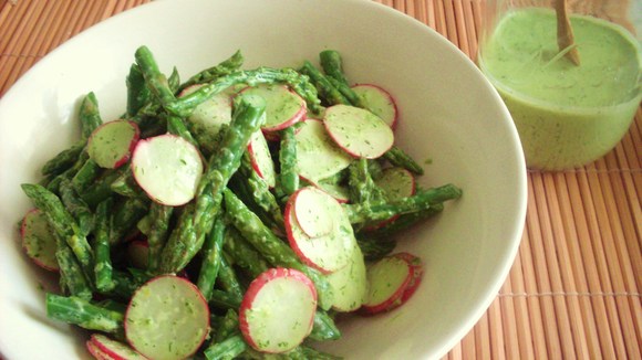 Asparagus & radish salad with spring herb dressing