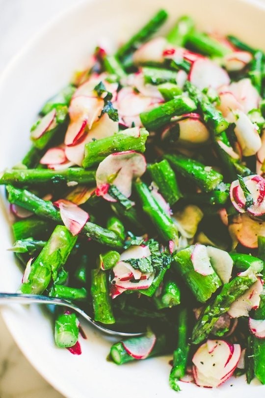 Asparagus & radishes with mint
