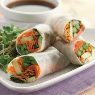 Asparagus & salmon spring rolls