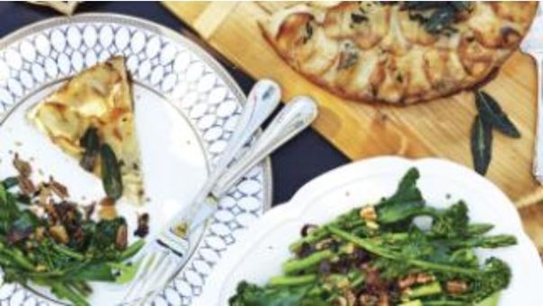 Asparagus and broccolini with pecan pangratto