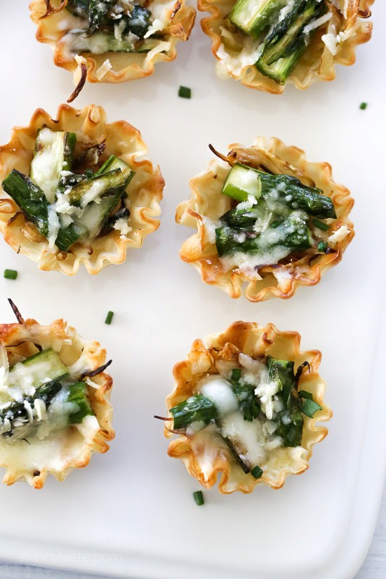 Asparagus and caramelized onion tartlets