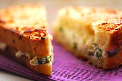 Asparagus and cream cheese sandwich