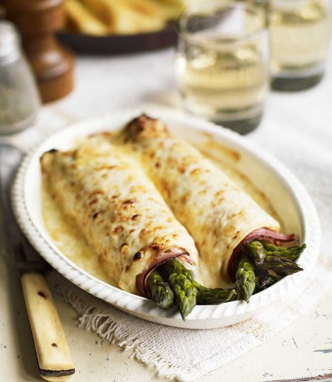 Asparagus and ham pancakes