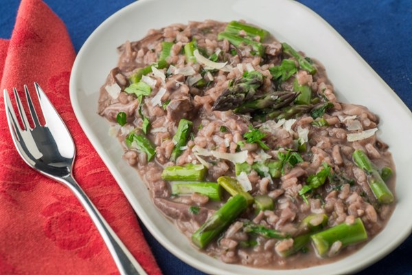 Asparagus and mushroom risotto