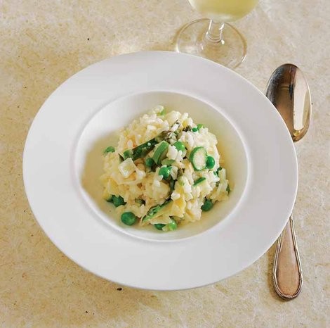 Asparagus and pea risotto