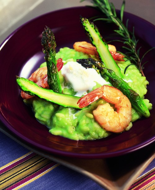 Asparagus and shrimp risotto