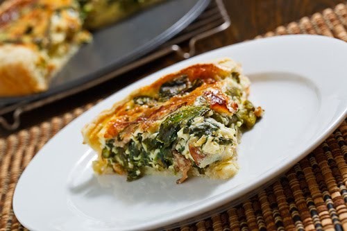 Asparagus and spinach quiche