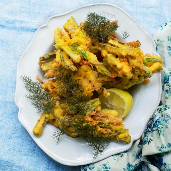 Asparagus and spring onion fritters