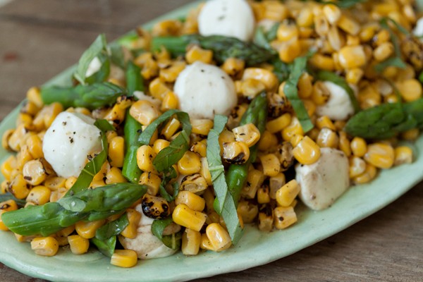 Asparagus, basil and corn salad