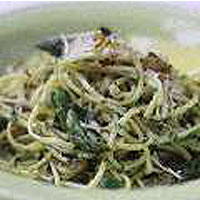 Asparagus basil spaghetti