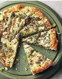 Asparagus, broad bean & pea frittata with a seed and Parmesan crust