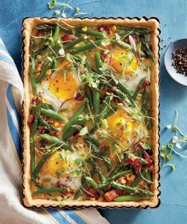 Asparagus, corn & egg tart