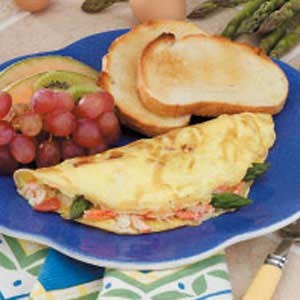 Asparagus crab omelets