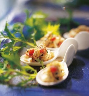 Asparagus crab salad with ginger cream
