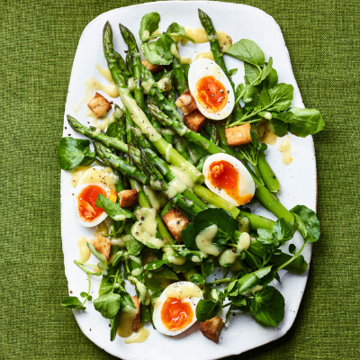 Asparagus, egg & watercress salad