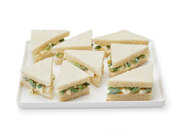 Asparagus egg salad tea sandwiches