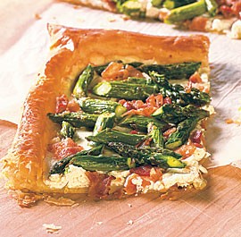 Asparagus, goat cheese & bacon tart