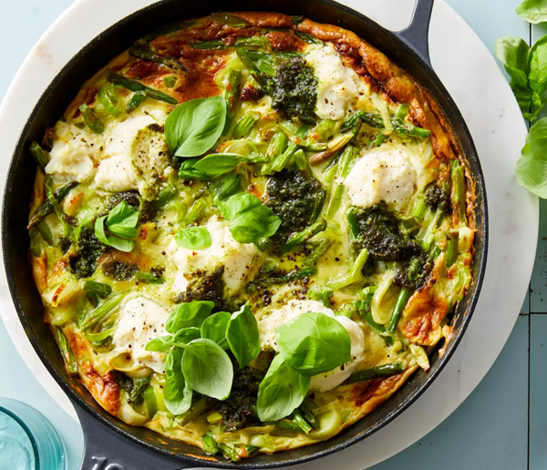 Asparagus, leek & ricotta frittata