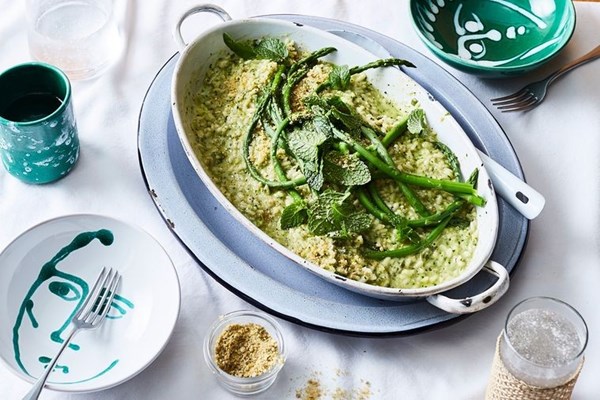 Asparagus, lemon & mint risotto