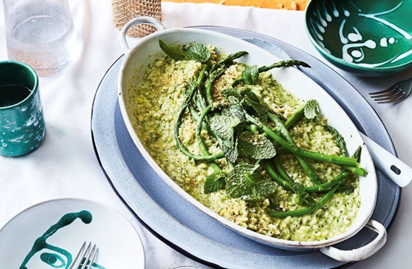 Asparagus, lemon and mint risotto