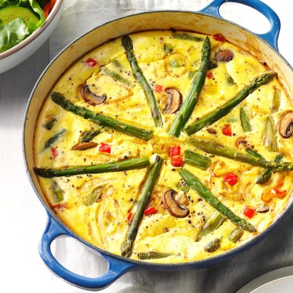 Asparagus-mushroom frittata
