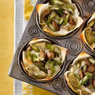 Asparagus-mushroom mini lasagnas
