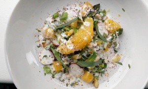 Asparagus, orange, almonds, mint and tarragon salad