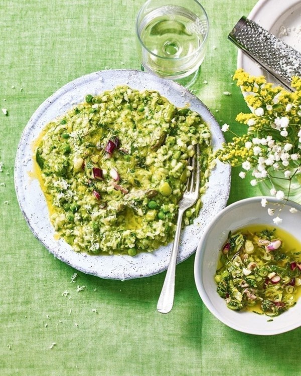 Asparagus, pea & mint risotto