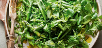 Asparagus, pea & mint salad with lamb’s lettuce and lemon and chive dressing