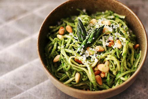 Asparagus pesto with pasta