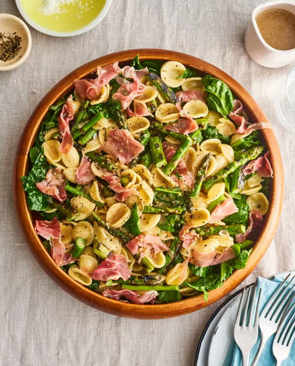 Asparagus prosciutto pasta salad
