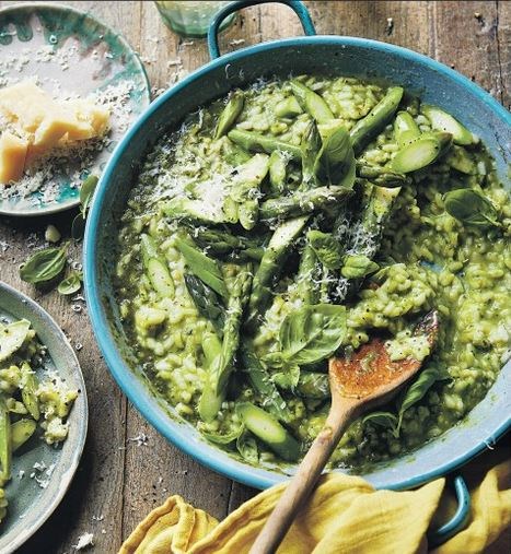 Asparagus, salad onion & basil risotto