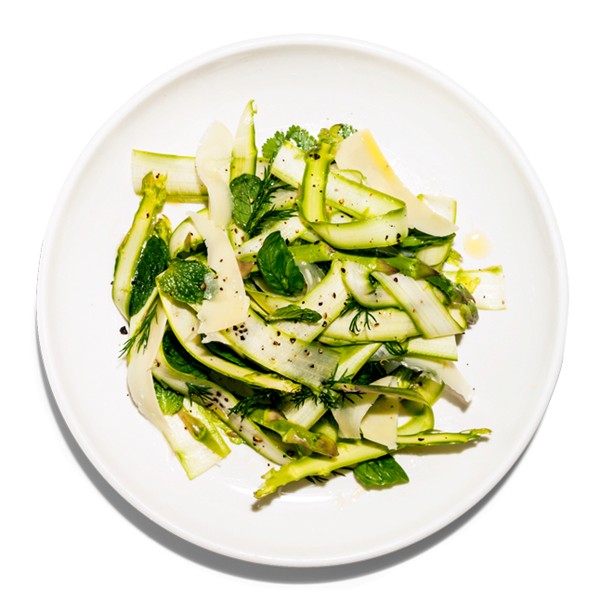 Asparagus salad with Gruyère and herbs