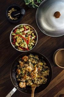 Asparagus, shrimp & pancetta fried rice