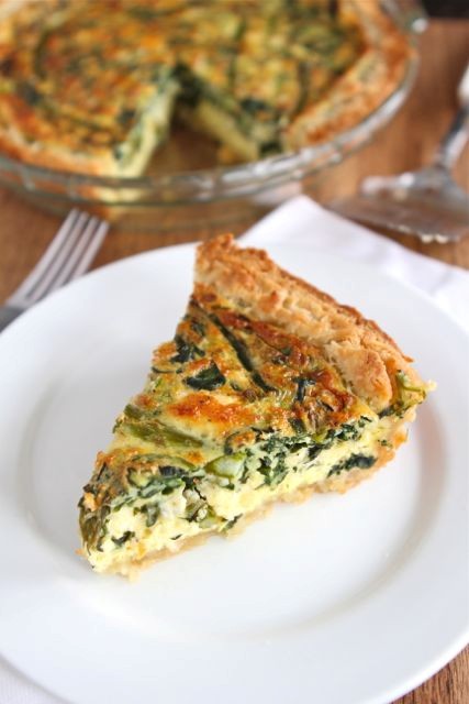 Asparagus, spinach, & feta quiche