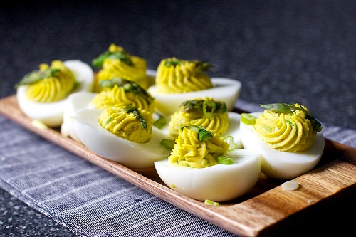 Asparagus-stuffed eggs